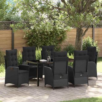 vidaXL Conjunto De Comedor De Jard&iacute;n 7 Pcs Negro Rat&aacute;n Sint&eacute;tico Vidaxl
