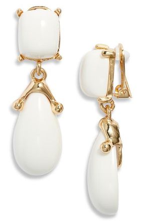 Kenneth Jay Lane Double Drop Clip-On Earrings in White at Nordstrom