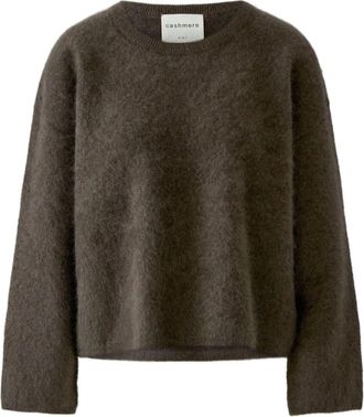Oui Gebreid kledingstuk met ronde hals - Dames - Cashmere truien - Grijs - XL - Kasjmier - Truien & Vesten