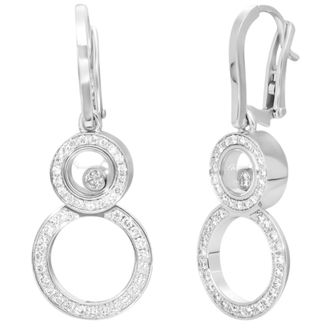 Chopard Happy Diamonds 8 18K White Gold Drop Womens Earrings 839209-1002
