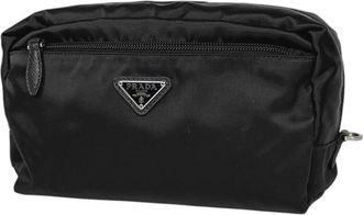 Prada Black Nylon Leather Pouch (Pre-Owned)