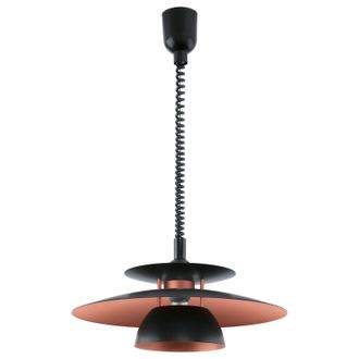 Loops Pendant Light Height Adjustable Colour Black Shade Black Copper Bulb E27 1x60W