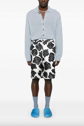 Marni Mens Luna Silk Twill Shorts In Lily White