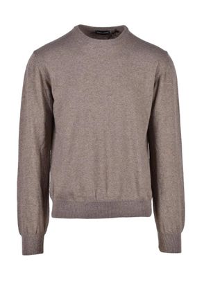 Spadalonga Brown Wool-Blend Pullover Sweater