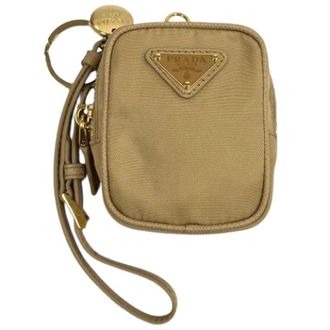 Prada Pre-owned Pouch - Dames - Pre-owned - Beige - Maat: ONE Size Nylon