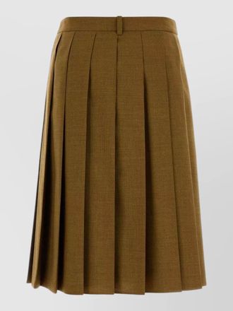 Prada wool skirt pleated mid rise belt loops