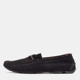 Giorgio Armani Black Suede Slip On Loafers