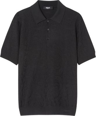 Versace Barocco knitted polo shirt - men - Fabric - 50 - Black
