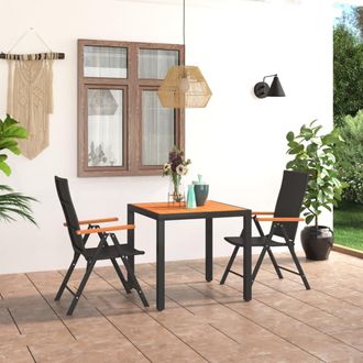 vidaXL Juego De Comedor Para Jard&iacute;n 3 Piezas Negro Y Marr&oacute;n Vidaxl