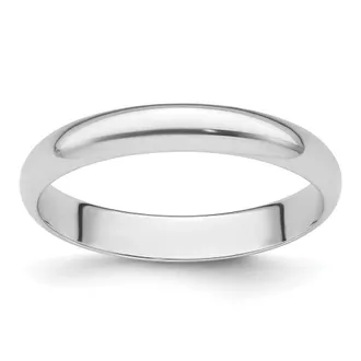 Diamond2Deal Platinum 3mm Half Round Featherweight Wedding Band Ring