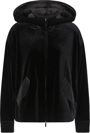 Emporio Armani Stretch Chenille Hooded Sweatshirt - Dames - Winterjassen - Zwart - M - Satijn - Jassen