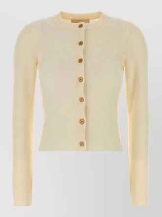 Michael Kors merino wool rib crew neck cardigan