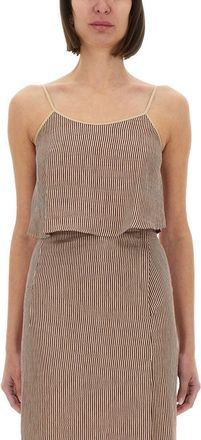 Alysi Micro Stripe Top With Laces-Donna