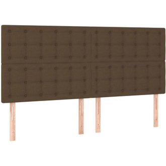 vidaXL Cabecero Con Luces Led Tela Marr&oacute;n Oscuro 160x5x118/128 Cm Vidaxl