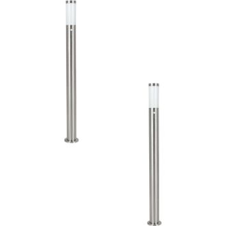 Loops 2 PACK IP44 Outdoor Bollard Light PIR Sensor Stainless Steel 1100mm Lamp Post in Metallics