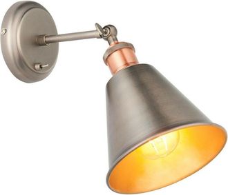 Endon Lighting Metal Wall Lamp Aged Pewter, Aged Copper Plate