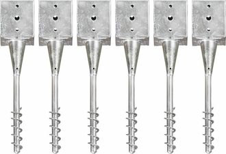 vidaXL Vidaxl - Picas De Tierra 6 Uds Acero Galvanizado Plateado 12x12x56 Cm