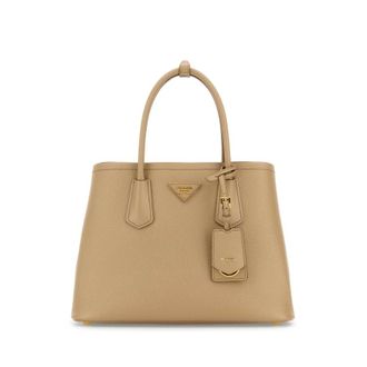 Prada Sand Leather Small Double Handbag