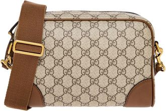 Gucci Gg Emblem Gg Coated Canvas & Leather Crossbody