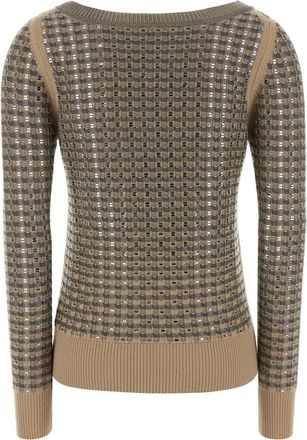 Ermanno Scervino Womens Embroidered Wool Blend Sweater Beigenero Maglie