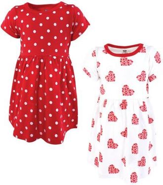 Hudson Baby Stylish Baby Dress 2Pk in Valentine Hearts at Nordstrom, Size 12-18M
