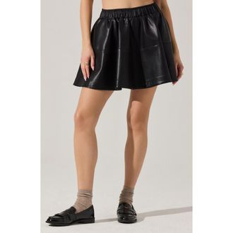 ASTR the Label Chelsey Flare Faux Leather Miniskirt in Black at Nordstrom Rack, Size Small