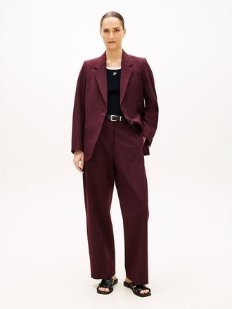 Tommy Hilfiger Womens Wool-Blend Loose Straight Pant - Red - 10