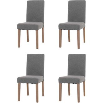 Hhg Hhg - Nunca Usado] Lote De 4 Silla De Comedor Littau, Silla De Cocina Respaldo Alto, Tela/textil Boucl&eacute; Madera, Gris, Patas Color Natural