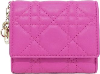 Dior Pink Leather Wallet (Tri-Fold) (Pre-Owned)