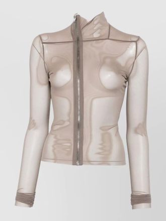 Rick Owens high neck sheer tailored long sleeve blazer