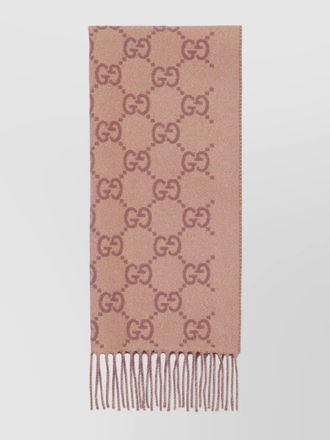 Gucci reversible fringed cashmere shawl with gg pattern