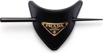 Prada leather hair clip - women - Leather - One Size - Black