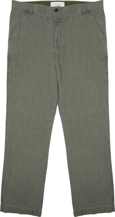 Closed Mid-Rise Green Straight-Leg Pants with Soft Matte Finish