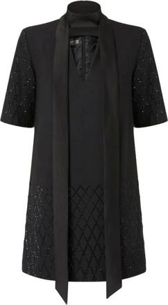 Pinko Pinko, Kleedjes, Dames, Zwart, M, Polyester, Jurk met juweelversiering en hoge hals