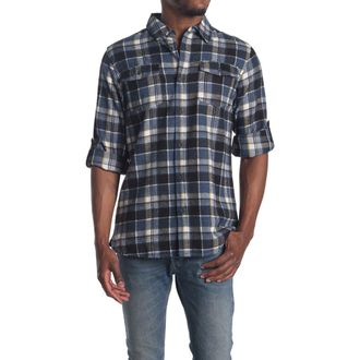 Burnside Plaid Flannel Shirt in Blue at Nordstrom Rack, Size Xx-Large