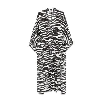 The Attico Badmode, Dames, Zwart, S, Zwarte Semi-Transparante Jurk met Wijde Mouwen