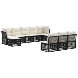 vidaXL Conjunto De Sof&aacute;s De Jard&iacute;n 10 Pcs Negro Rat&aacute;n Sint&eacute;tico Vidaxl