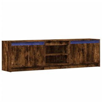 Berkfield Home TV Cabinet with LED Smoked Oak 180x34x50 cm Engineered Wood in Brown | Size: 180 x 34 x 50 cm