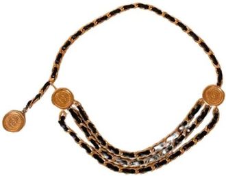 Chanel Pre-owned Chain Belt - Dames - Vintage Accessoires - Geel - ONE Size - Leer - Vintage