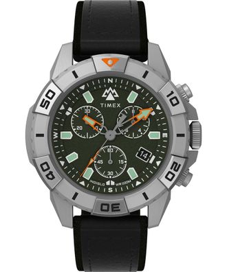 Timex Ridge Chrono Mens Black Watch TW2W16100 Leather (archived) - One Size