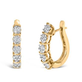 House of Brilliance 14k Yellow Gold 1/2 Cttw Diamond Cluster Hoop Earrings at Nordstrom