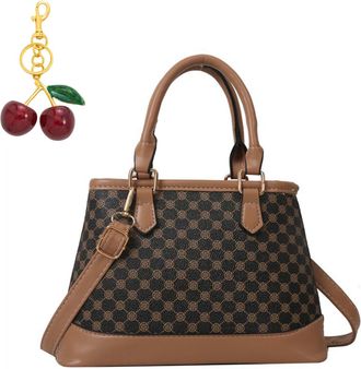 Generic Small Hobo Bucket Crossbody Bag for Women, Ladies Trendy Vegan Leather Top-Handle Handbag, Daily Work & Shopping Satchel Purse with Keychain (Khaki,23