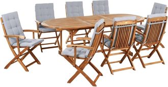 Beliani Conjunto de comedor 8 personas de madera marr&oacute;n