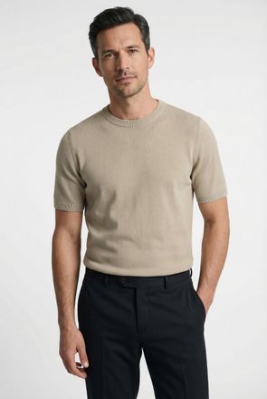 Olymp T-Shirt OLYMP, Herren, Gr. XXL, beige, Strick, Obermaterial: 50% Baumwolle, 50% Lyocell, regular fit normal, Rundhals, Rippb&uuml;ndchen, Shirts T-Shirt, R