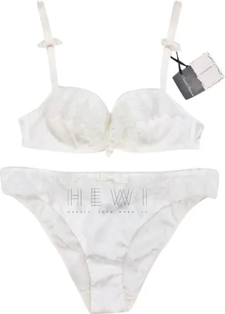 Chantal Thomass Leavers Lace & Satin Jacquard Pad Bra & Brief Set Size S