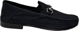 Gucci Gucci 1953 Horsebit Convertible Loafers in marineblauw su&egrave;de