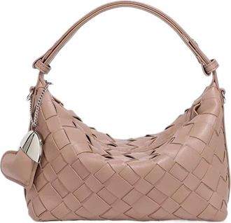 Generic Compatible For Womens Fresh Handbag Love Heart Decoration Dumpling Bag Shoulder Crossbody Soft PU Leather(Mocha mousse)