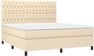 vidaXL Vidaxl - Cama Box Spring Colch&oacute;n Y Luces Led Tela Crema 180x200 Cm