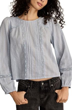 Lucky Brand Pintuck Lace Top in Blue Blizzard at Nordstrom, Size Small