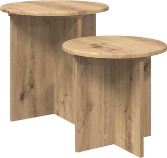 vidaXL Conjunto De Mesas Auxiliares 2 Uds. Roble Artisan &Oslash; 45 X 45 Cm Vidaxl